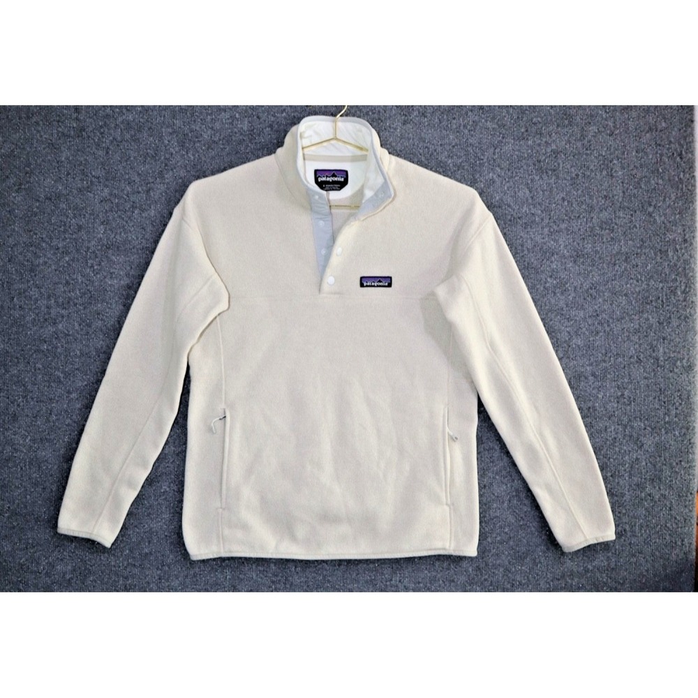Patagonia Sweater Women Small Beige Lightweight‎ Better Sweater Snap Up EUC